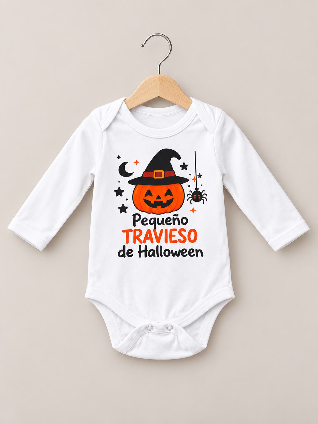 Body Pequeño Travieso de Halloween Bebé Blanco