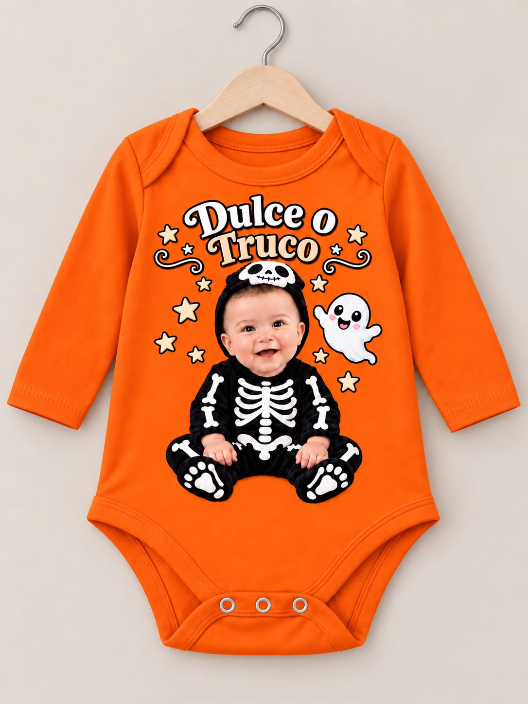 Body Dulce o Truco Personalizado Bebé Naranja
