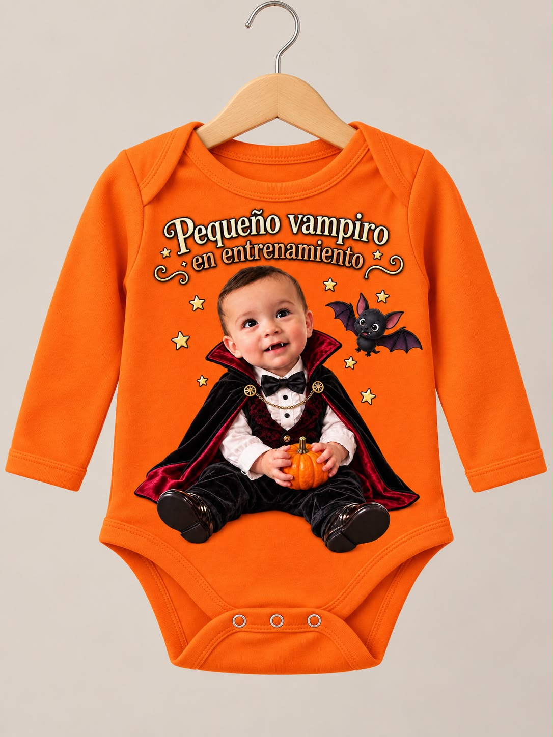 Body Pequeño Vampiro en entrenamiento Personalizado Bebé Naranja