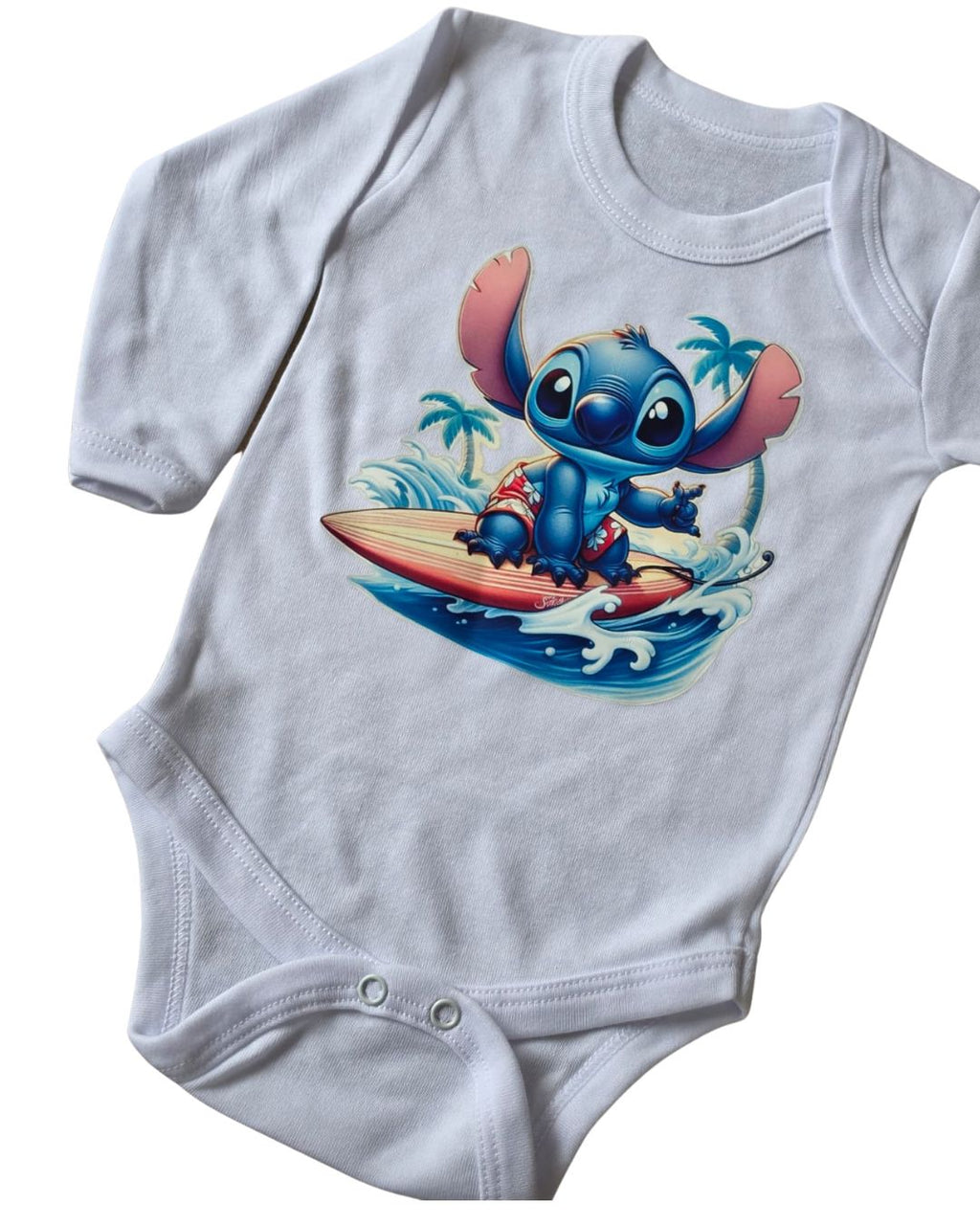 Body Bebé Stitch gris - Stitch comiendo helado arcoíris