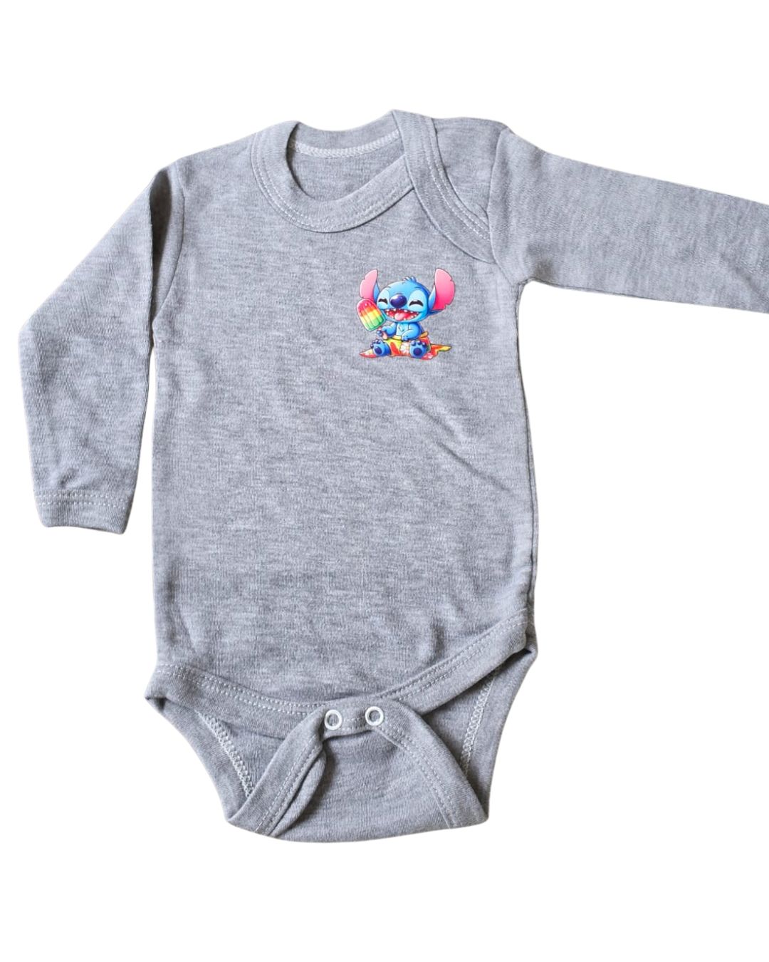 Body Bebé Stitch azul rey - Stitch comiendo helado grande