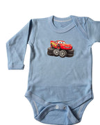 Body Bebé Cars celeste - Rayo McQueen en neumáticos